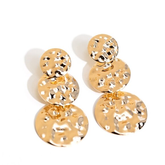 Triple Threat Texture - Gold Earrings - Picture 2 of 2